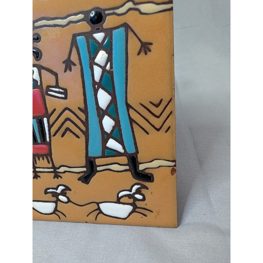 VTG Italian Ceramic Tile  Handcrafted Southwest Style 6" Made‎ in Italy - Picture 4 of 8